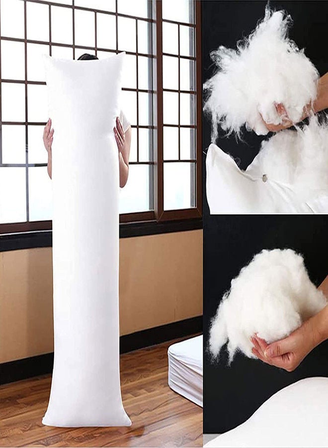 snooze Long Loose Fiber Filling Medium Pillow 1000 GSM Cotton White 40x100cm - Image 3