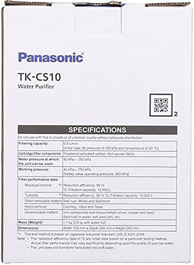 باناسونيك - جهاز تنقية المياه Tk-Cs10 مع خرطوشة فلتر بديلة P-6Jrc - Image 1
