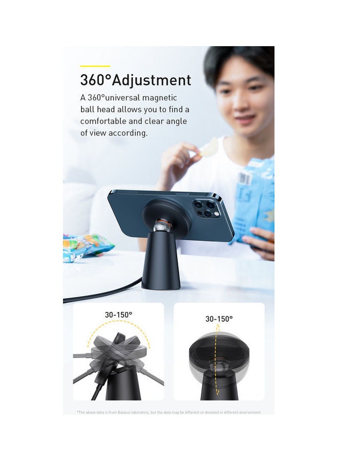 Baseus - Magnetic Wireless Charger Stand 15W (Compatible with MagSafe for iPhone 13/12 Series and other MagSafe Enabled Devices) Black - Image 1