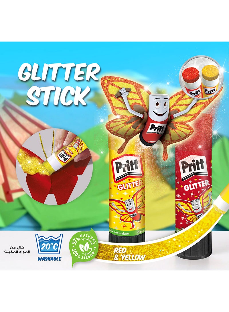 بريت Glitter Glue Sticks Yellow & Red  - Image 4