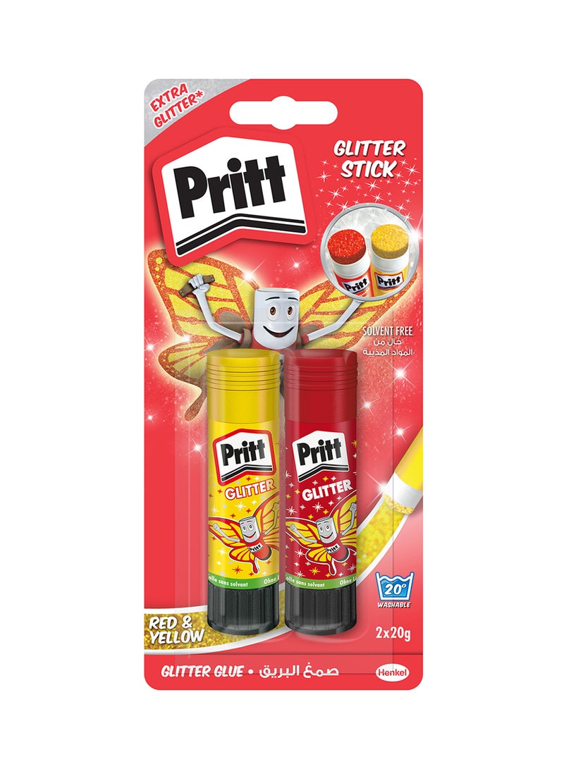 بريت Glitter Glue Sticks Yellow & Red  - Image 2