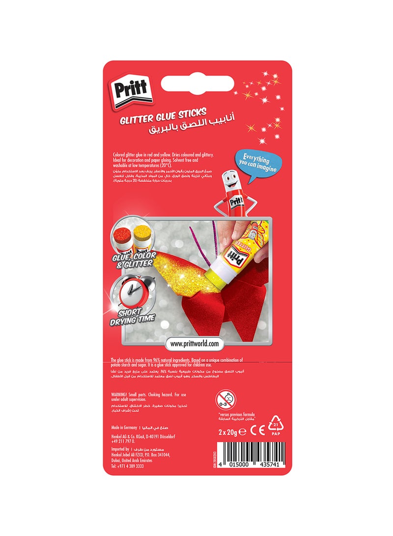 بريت Glitter Glue Sticks Yellow & Red  - Image 3