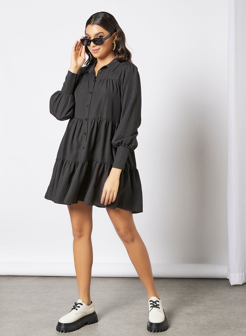 forever new - Monica Tiered Shirt Dress Black - Image 1