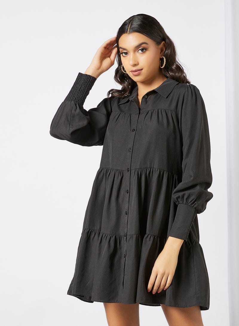 forever new - Monica Tiered Shirt Dress Black - Image 1