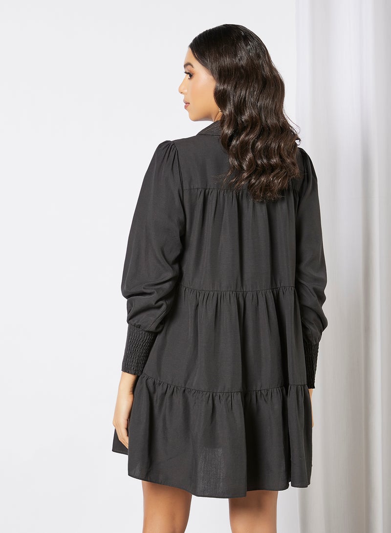 forever new - Monica Tiered Shirt Dress Black - Image 1