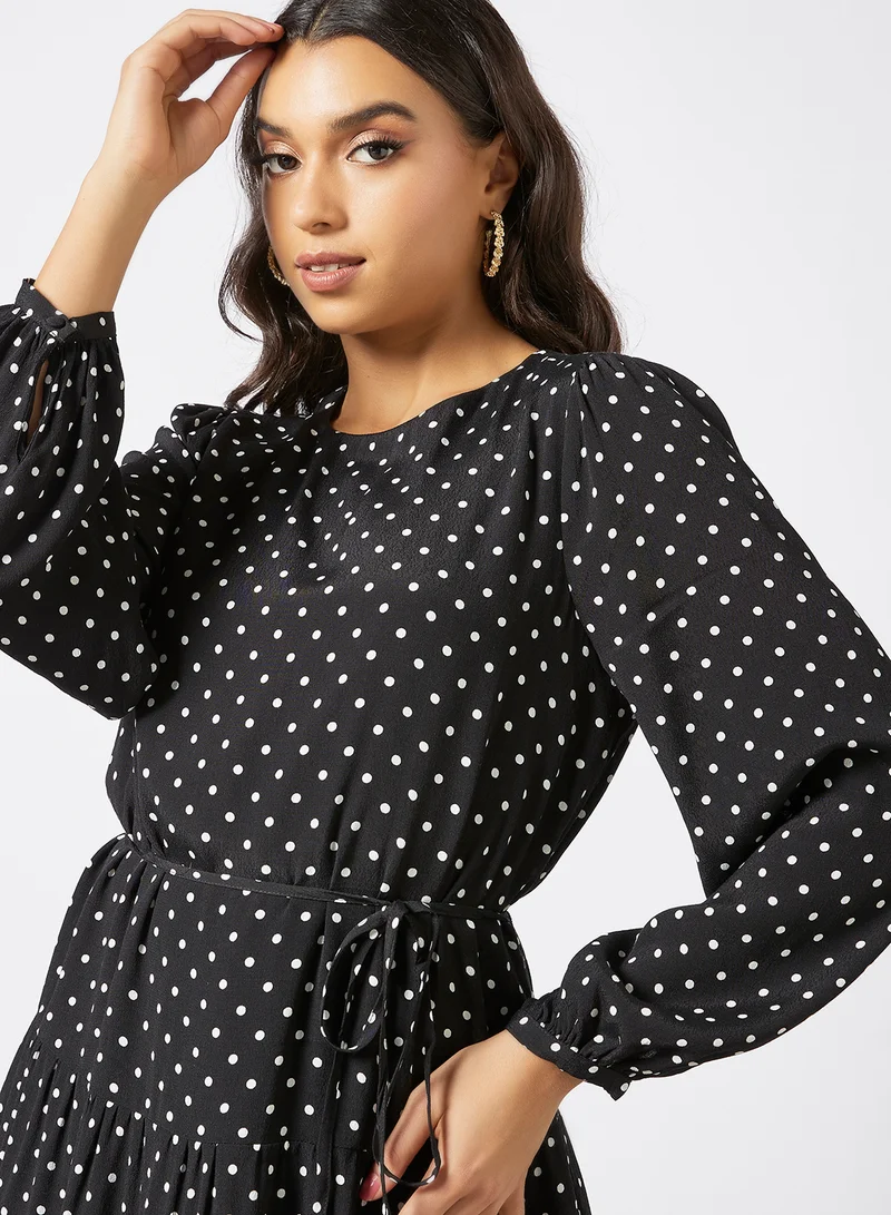 فورايفر نيو Polka Dot Mini Dress أسود