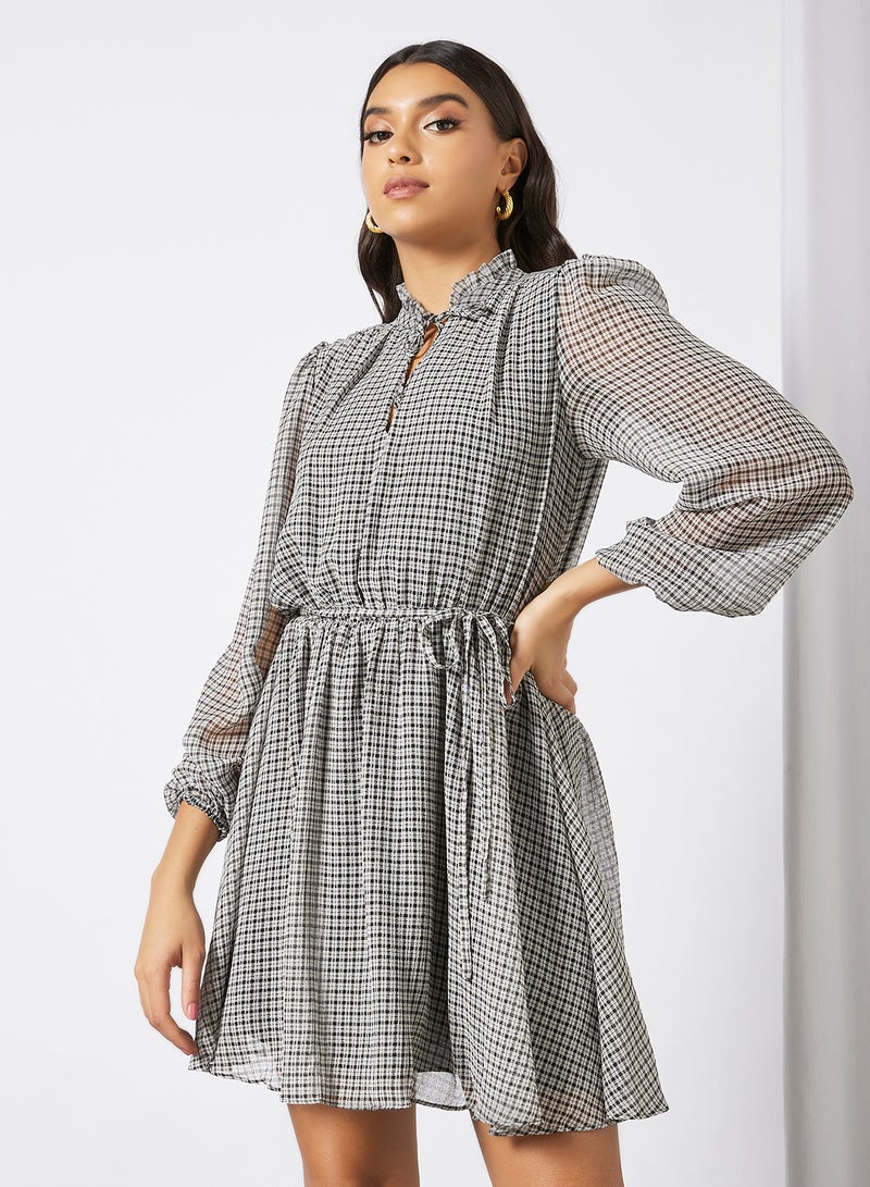 forever new - Samantha Micro Check Skater Dress Black - Image 1