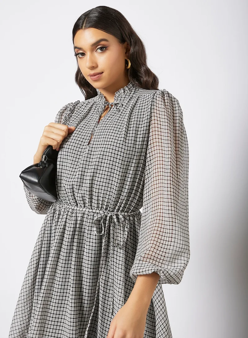 forever new Samantha Micro Check Skater Dress Black