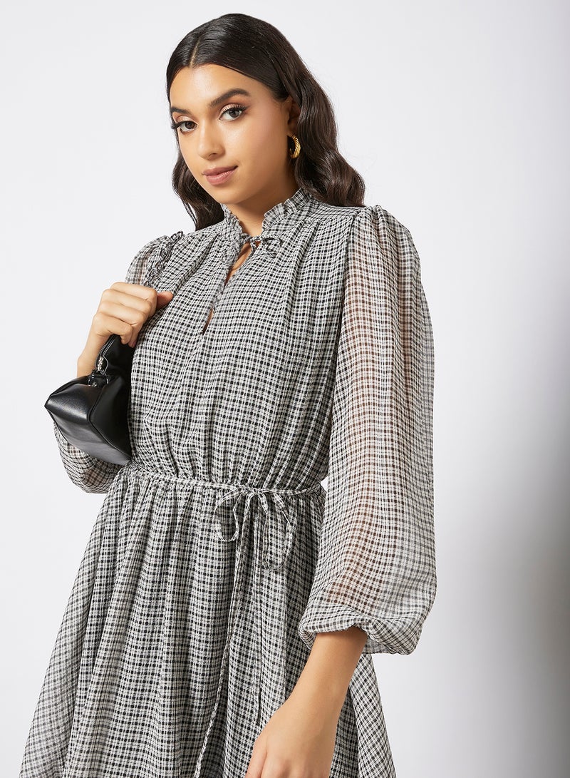 forever new - Samantha Micro Check Skater Dress Black - Image 1