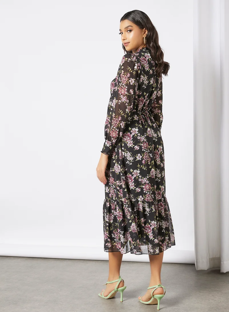 forever new Avril Floral Midi Dress Black