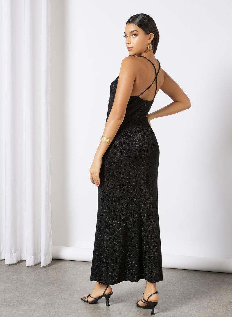 forever new - Keryn Ruched Glitter Dress Black - Image 1