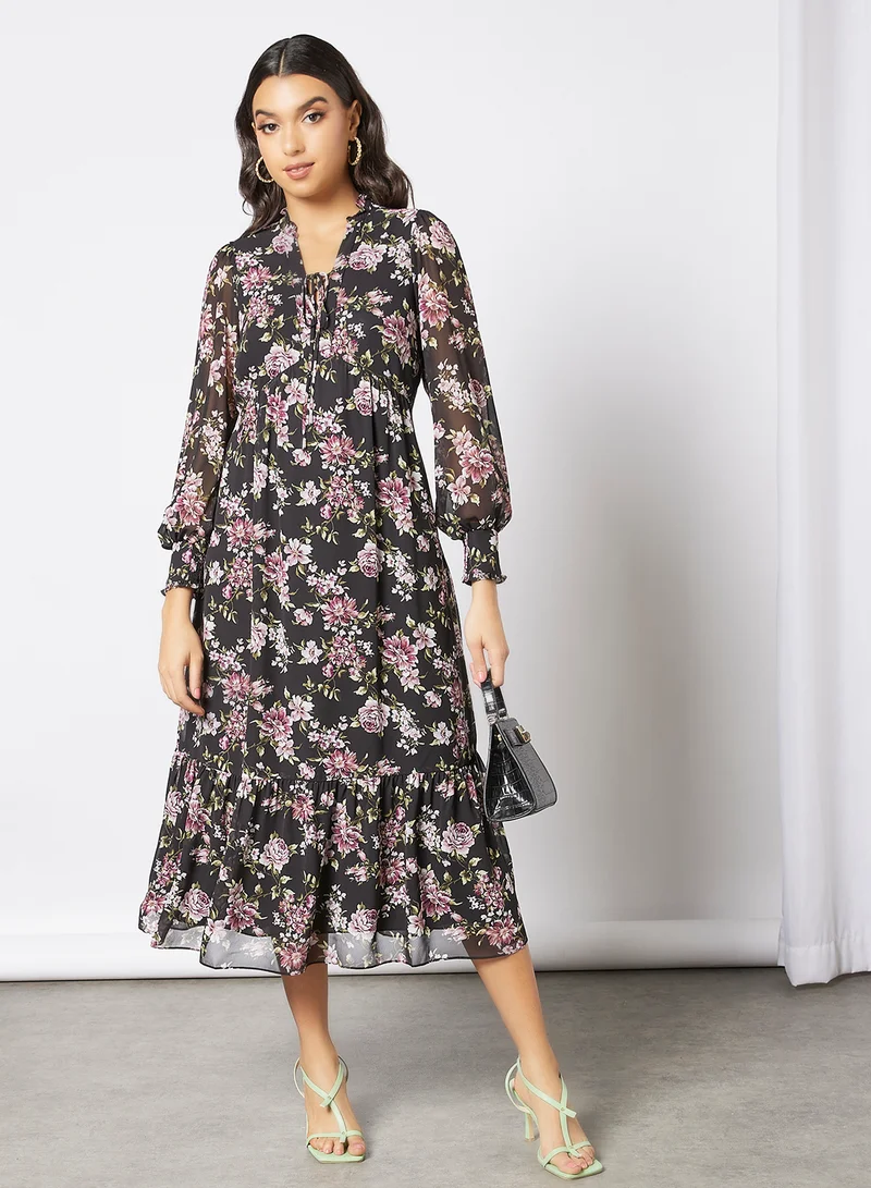 forever new Avril Floral Midi Dress Black