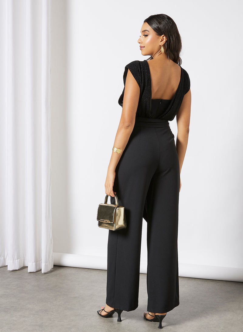 forever new Wynston Glitter Bodice Jumpsuit Black - Image 4