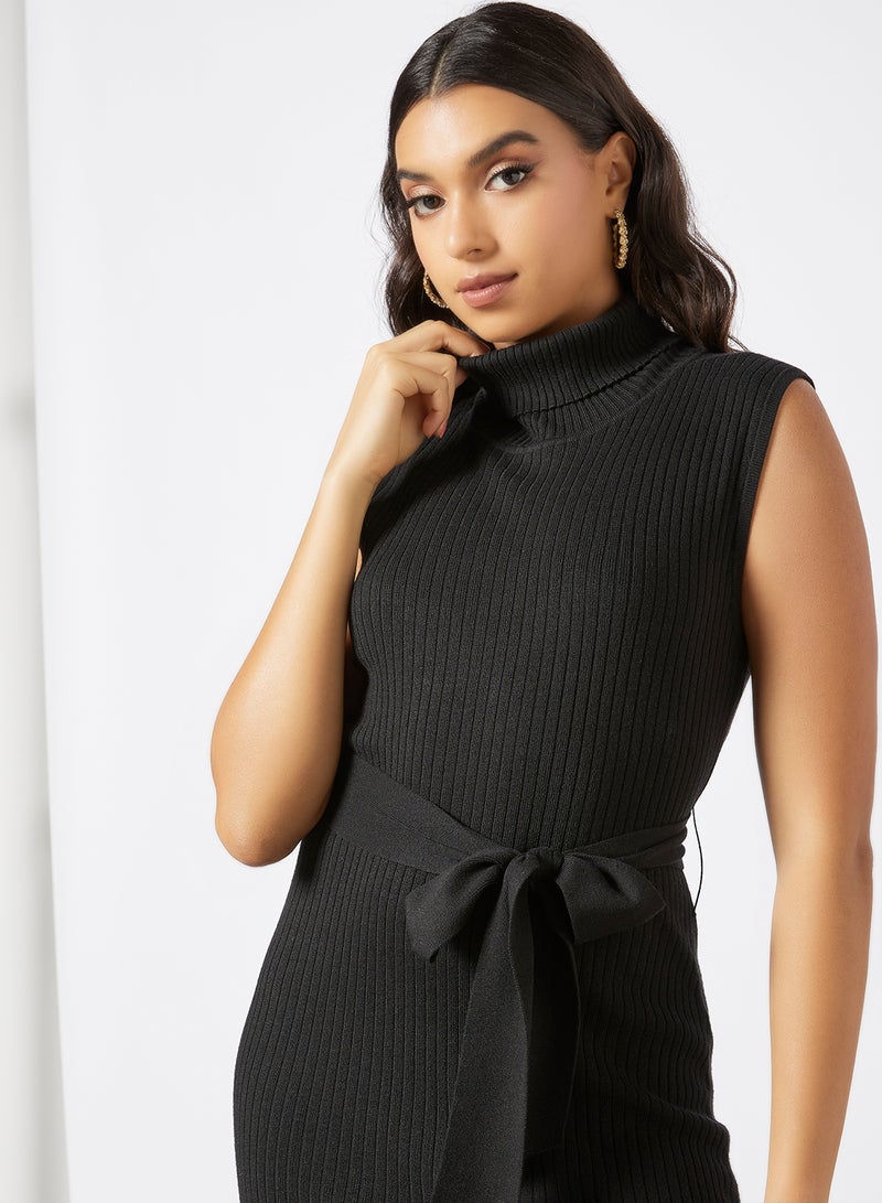 Emilia Roll Neck Knit Dress Black - v1635684373/N49961344V_2