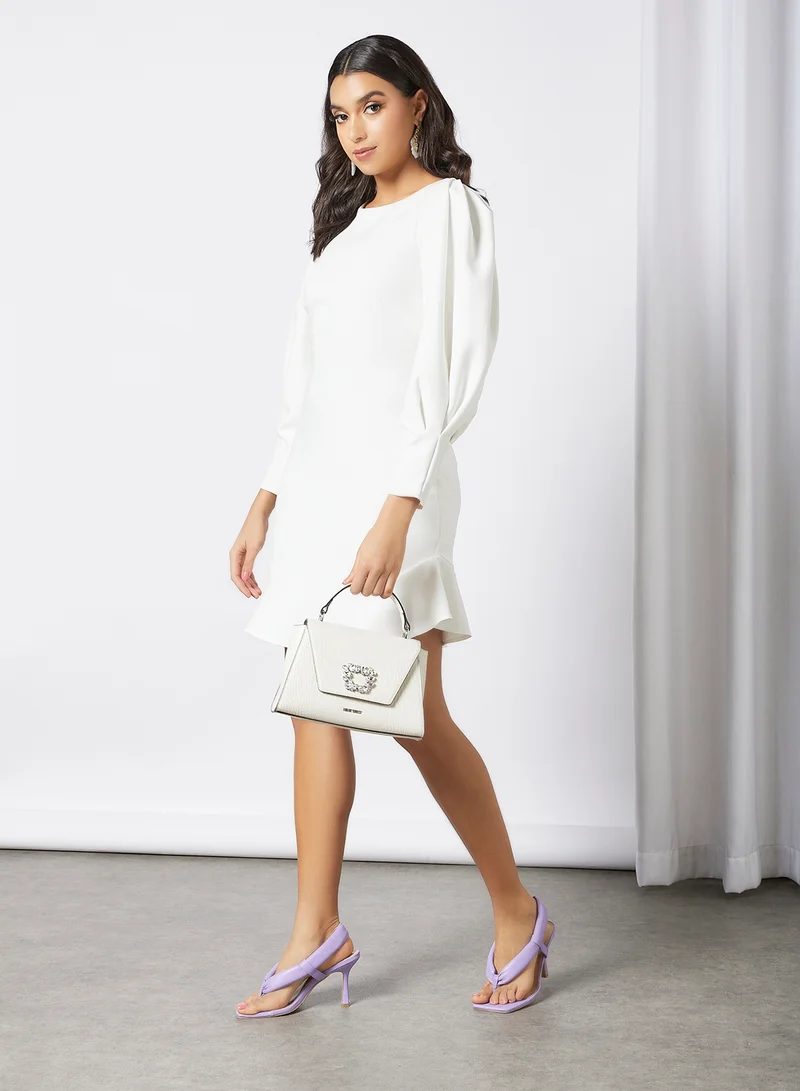 Closet London Balloon Sleeve Dress Ivory