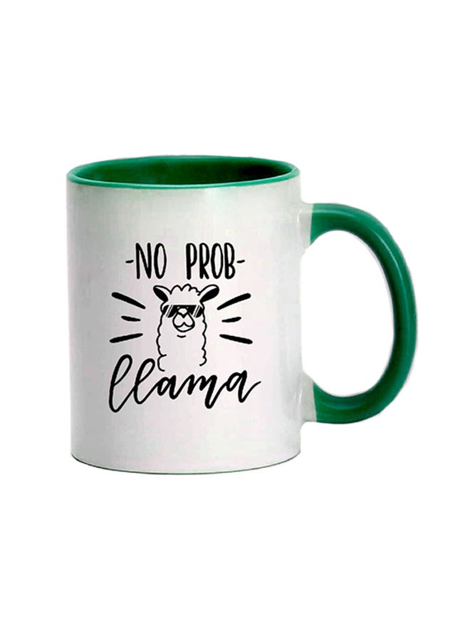 إم إي سي مج مطبوع عليه عبارة "No Probllama" . أخضر/ أبيض