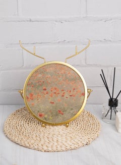 إطار صور يوضع أعلى الطاولة مزود بإطار خارجي ذهبي outer frame size: L23xH30.5xT1cm for photo size: Dia 20 x20سم