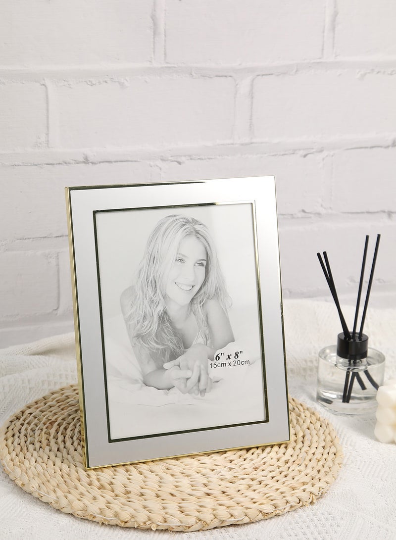 ebb & flow - Tabletop Photo Frames With Outer Frame Gold outer frame size: L19.1xH24.1xT1.2cm for photo size: 6x8inch - Image 1