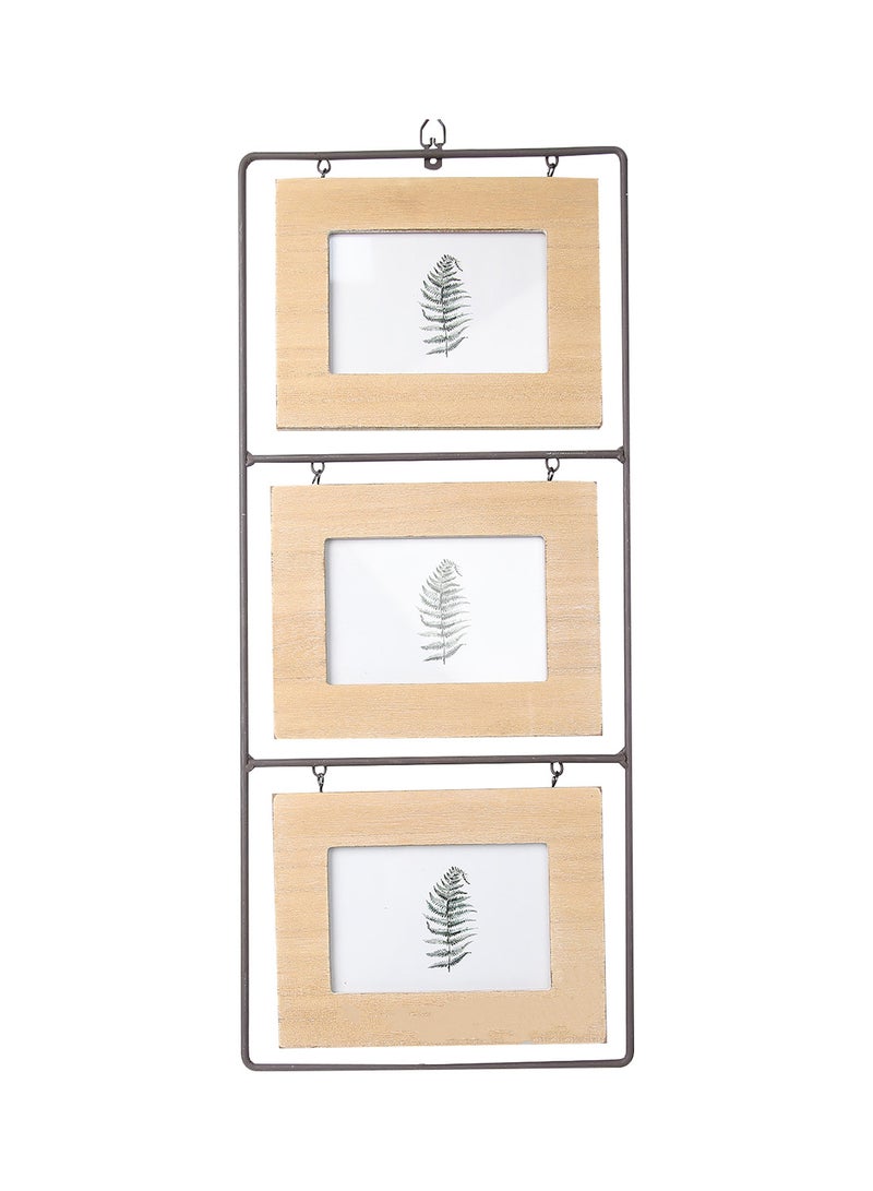 ebb & flow - Wall Frames With Outer Frame Brown outer frame size: L21.5xH51cm xT1.0cm for photo size: 3 pcs 3.5x3.5inch - Image 1
