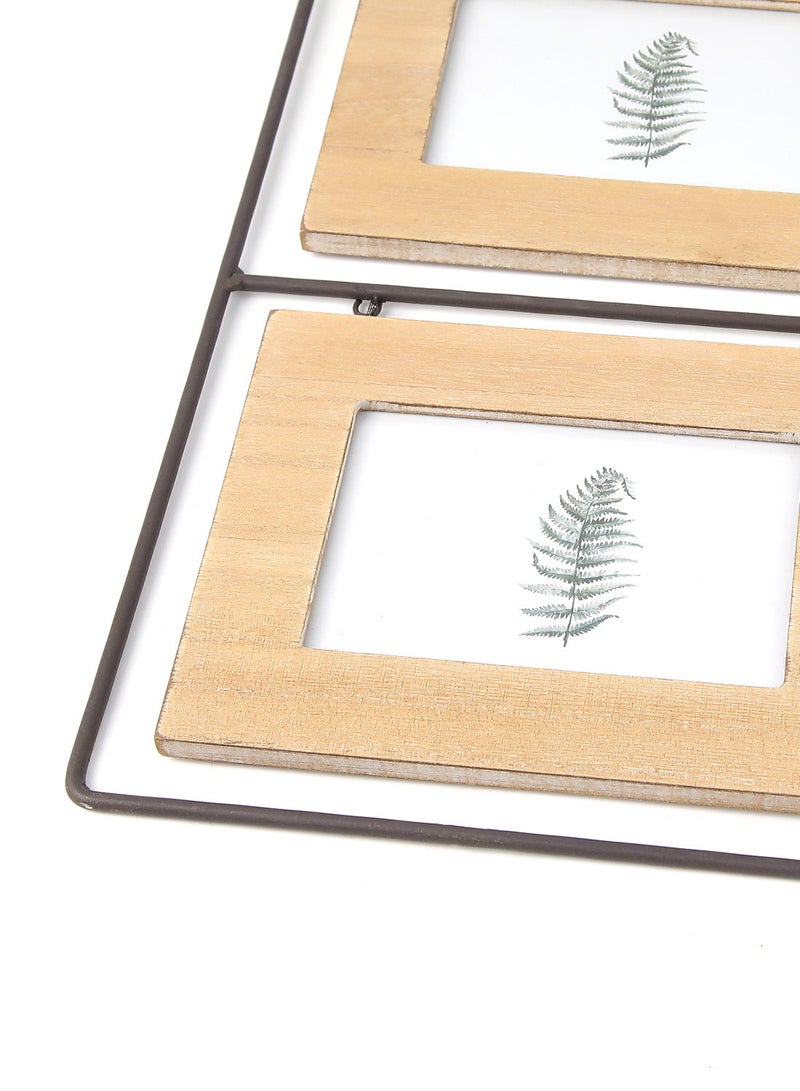 ebb & flow - Wall Frames With Outer Frame Brown outer frame size: L21.5xH51cm xT1.0cm for photo size: 3 pcs 3.5x3.5inch - Image 1