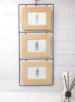 Wall Frames With Outer Frame Brown outer frame size: L21.5xH51cm xT1.0cm for photo size: 3 pcs 3.5x3.5inch