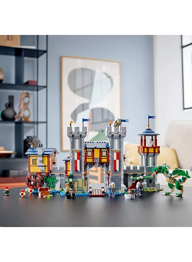 ليغو 6333048 Creator 3In1 Medieval Castle 31120 Building Kit; Castle With Moat And Drawbridge, Featuring A Dragon Toy And 3 Minifigures; Cool Toys For Kids Who Love Lego Sets And Imaginative Play (1,426 Pieces) 9+ Years
