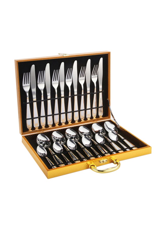Sunhome 24-Piece Cutlery Set Silver/Gold 22.5x0.2x1.5cm - Image 1