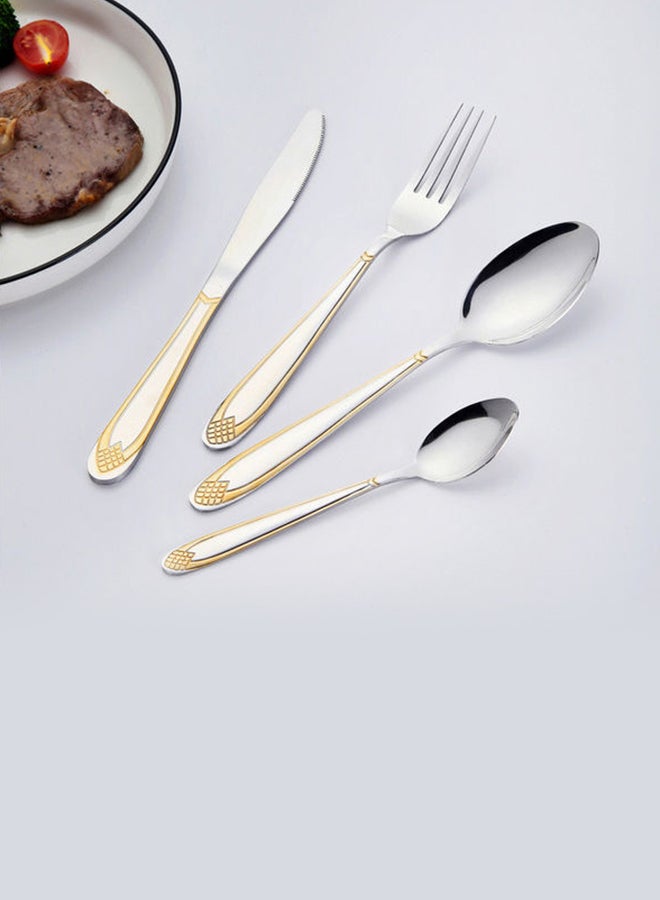 Sunhome 24-Piece Cutlery Set Silver/Gold 22.5x0.2x1.5cm - Image 2