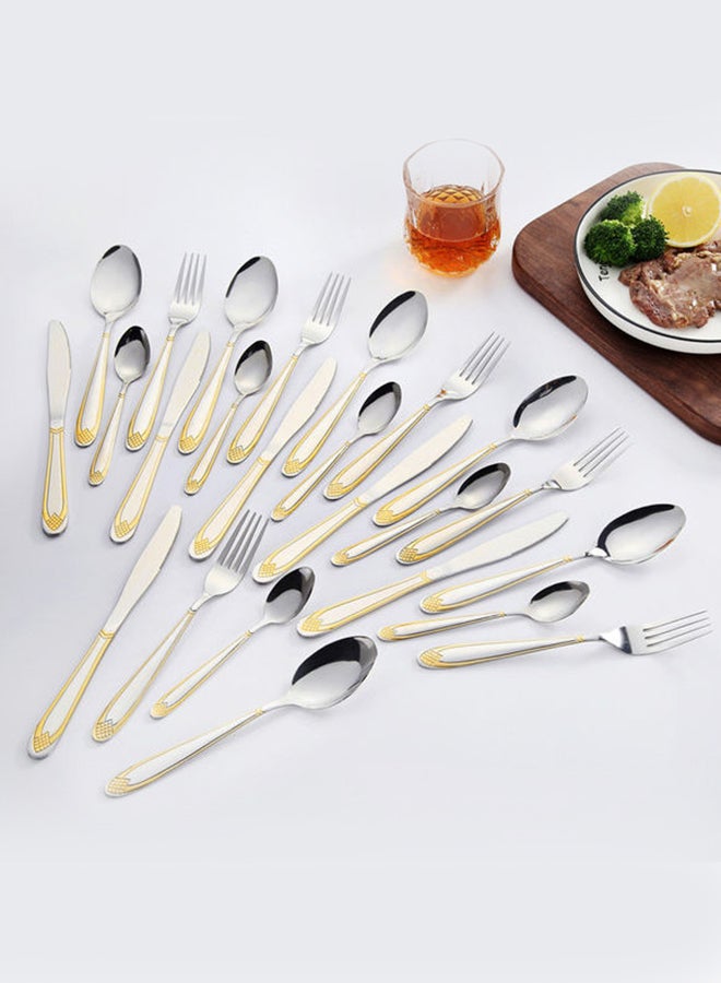 Sunhome 24-Piece Cutlery Set Silver/Gold 22.5x0.2x1.5cm - Image 3