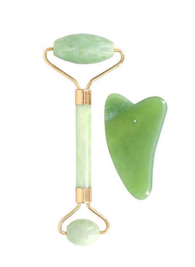 Jade Roller Anti Aging Natural For Face And Gua Sha Massage Tool Set Anti Wrinkles  - Image 1