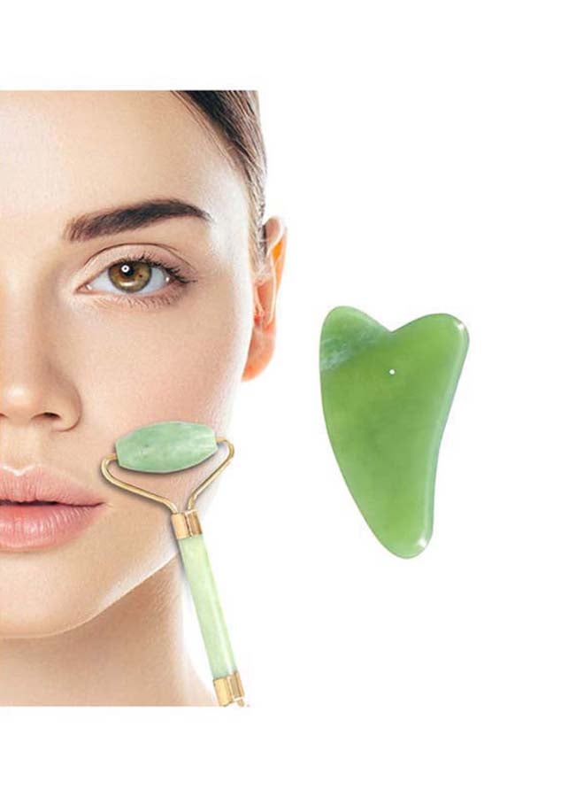 Jade Roller Anti Aging Natural For Face And Gua Sha Massage Tool Set Anti Wrinkles  - Image 3