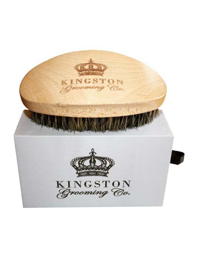 Kingston Wooden Dual Boar Bristle Beard And Hair Brush Beige 1.5x5x2.75inch  - Image 2
