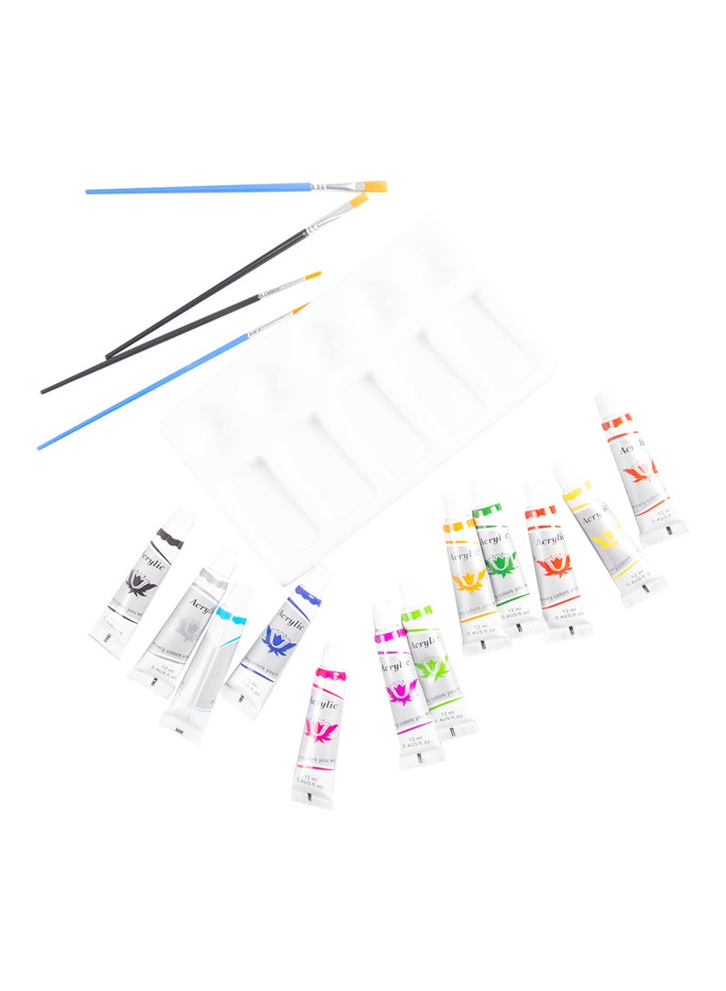 mumbo Jumbo - 12 Pieces Water Based Acrylic Paint Set With Brush And Palette assorted - Image 1