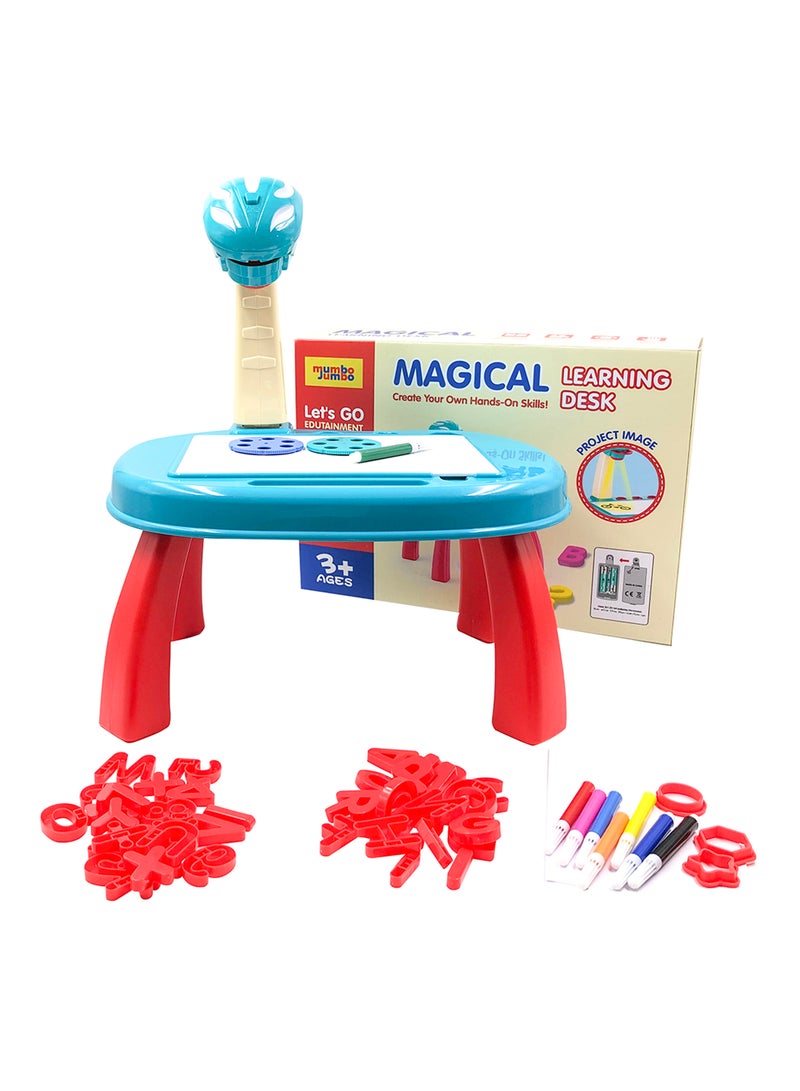 مامبو جامبو مكتب للتعلُّم مزود بجهاز بروجيكتور ذكي مع مجموعة من الأرقام والحروف والقوالب مكونة من 44 قطعة 35.5*8.5*25.1سم - Image 1