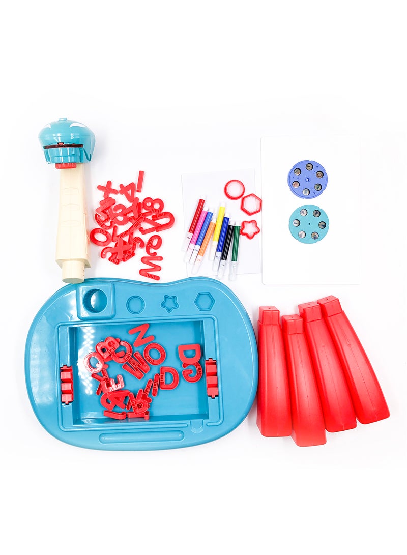 مامبو جامبو مكتب للتعلُّم مزود بجهاز بروجيكتور ذكي مع مجموعة من الأرقام والحروف والقوالب مكونة من 44 قطعة 35.5*8.5*25.1سم - Image 3