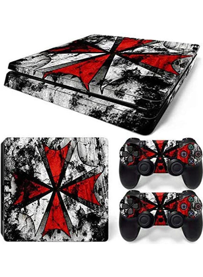 ملصق ملون لجهاز ألعاب بلايستيشن 4 سليم من سوني مع مجموعة ملصقات من قطعتين لذراع التحكم