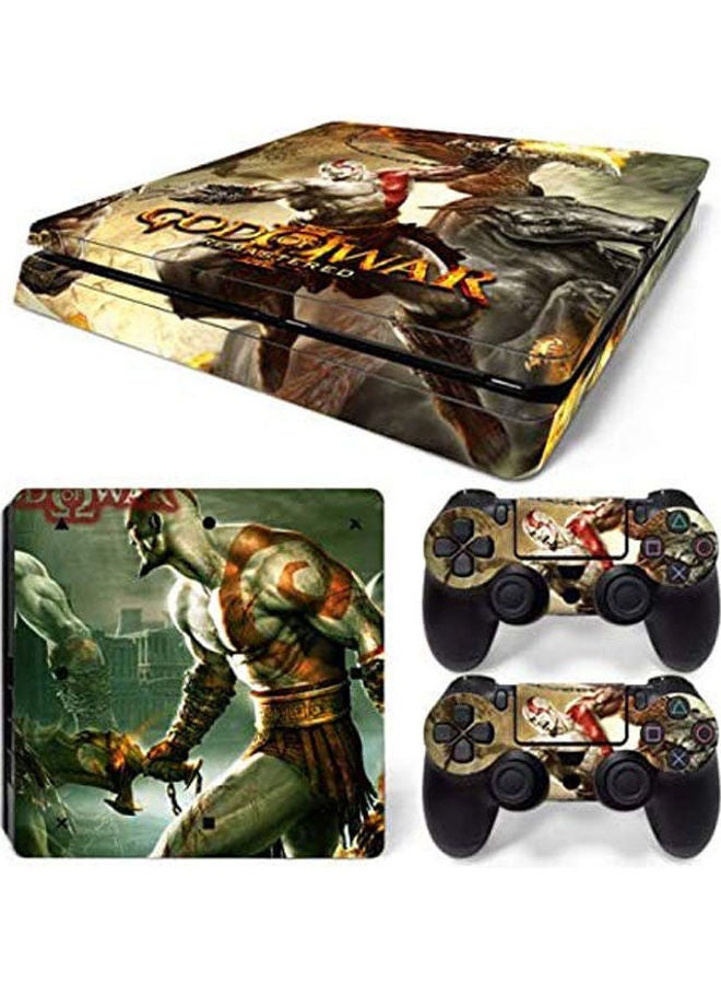 ملصق ملون لجهاز ألعاب بلايستيشن 4 سليم من سوني مع مجموعة ملصقات من قطعتين لذراع التحكم