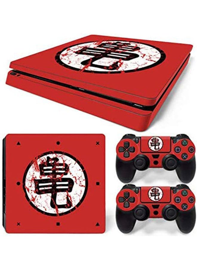 ملصق ملون لجهاز ألعاب بلايستيشن 4 سليم من سوني مع مجموعة ملصقات من قطعتين لذراع التحكم