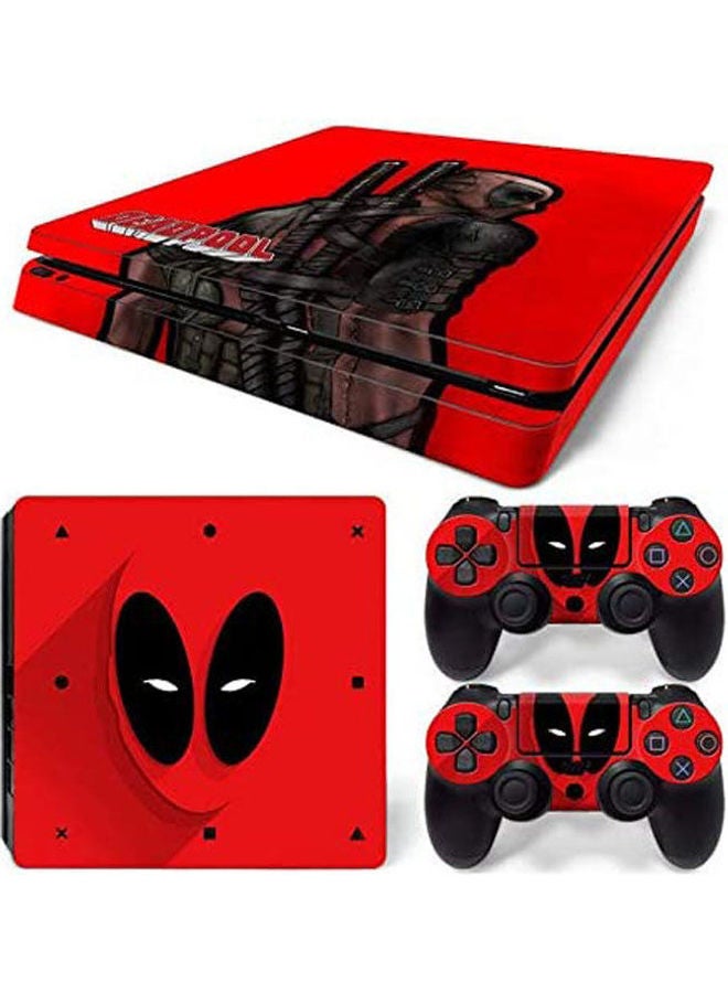 ملصق ملون لجهاز ألعاب بلايستيشن 4 سليم من سوني مع مجموعة ملصقات من قطعتين لذراع التحكم