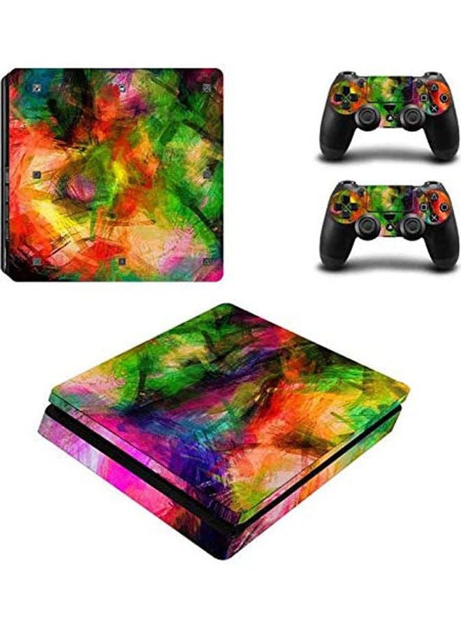PS4 Slim Colorful Vinyl Sticker Amazing PlayStation For Sony PlayStation 4 Slim Console+2 Controller Skin Waterproof Sticker For PS4 S Skin