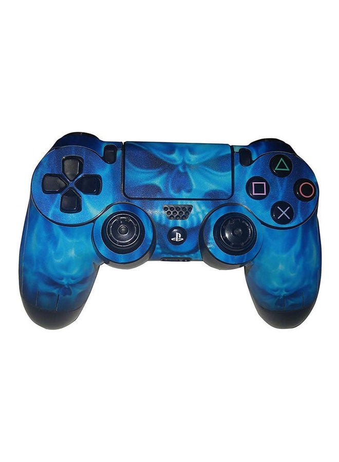 ملصق تغطية من الفينيل PVC بتصميم جمجمة زرقاء لجهاز تحكم بلايستيشن 4
