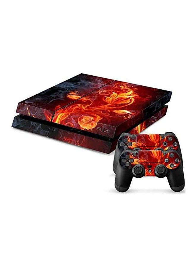Memorix Fire Flower Cover Sticker For Ps4 Console And Controller 