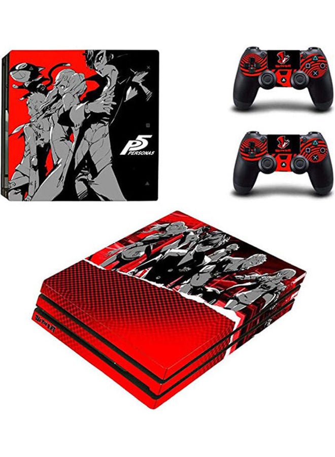 ملصق حماية بطبعة من لعبة "Persona 5" لأجهزة سوني بلايستيشن 4 (سليم) وذراعي التحكم عن بعد