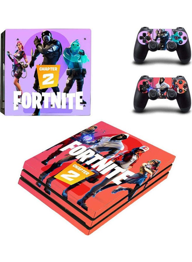 ملصق تغليف من لعبة "Fortnite" لجهاز سوني بلايستيشن 4 برو وأذرع التحكم عن بعد