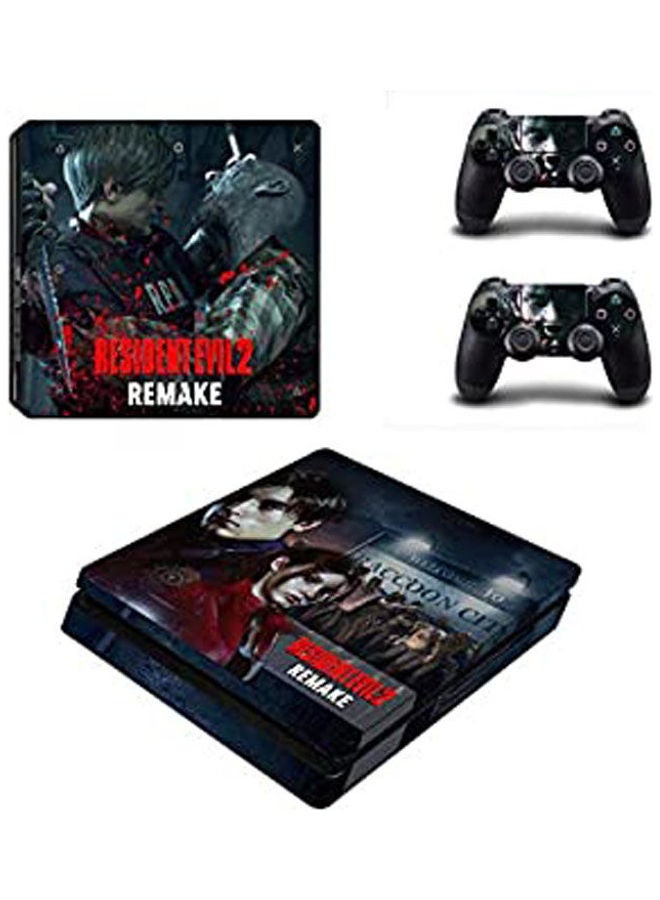 ثري ام ملصق رسومات Resident Evil 2 Remake لجهاز PlayStation 4 Slim مع ملصق وحدة التحكم 