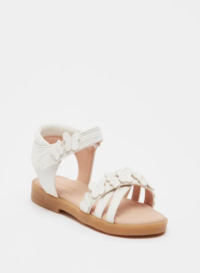 shoexpress Butterfly Detail Cross Strap Flat Sandals White