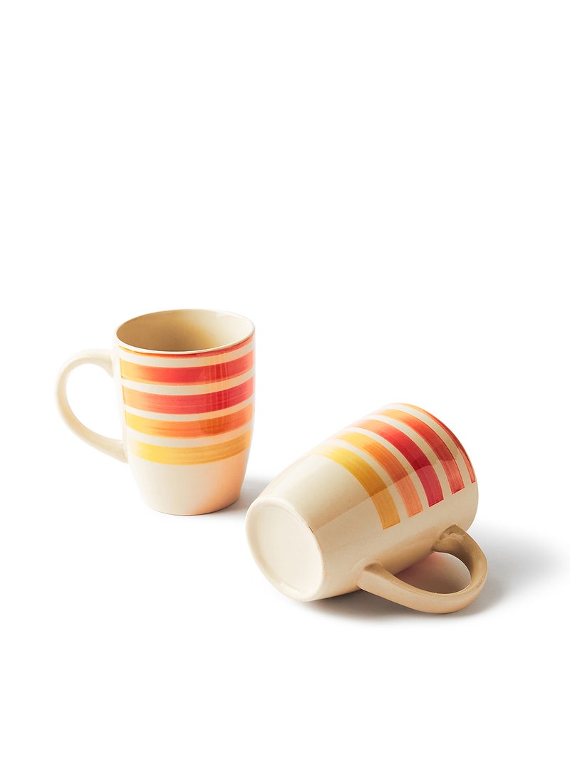Noon East - 16-Piece Stoneware Dinner Set Plates, Dishes, Bowls, Mugs, Serves 4 Red 4 x Dinner plates (10.5 inch) + 4 x Side plate (7.5 inch)+ 4 x Mug 11 (oz) 4 x Bowl : 7inch - Image 1