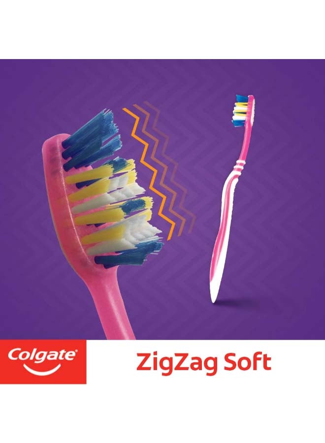 كولجيت مجموعة فرش أسنان متوسطة بنمط متعرج متنوعة الألوان من 3 قطع - Image 3