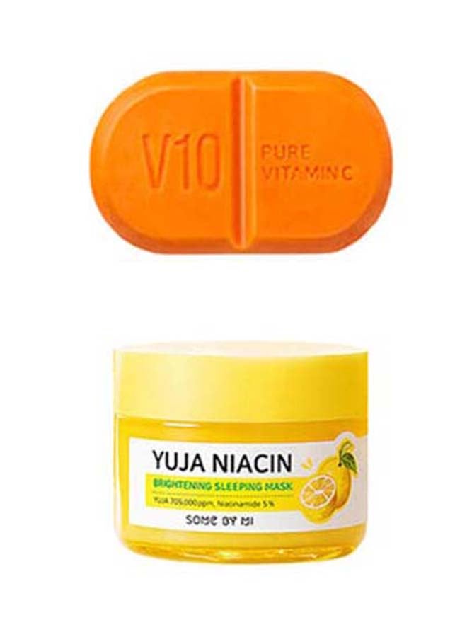 Some by Mi - Galactomyces Pure Vitamin C Glow Toner + serum + yuja niacin brightening sleeping mask + V10 pure vitamin C soap bar 200ml-60g-30ml-106g - Image 1