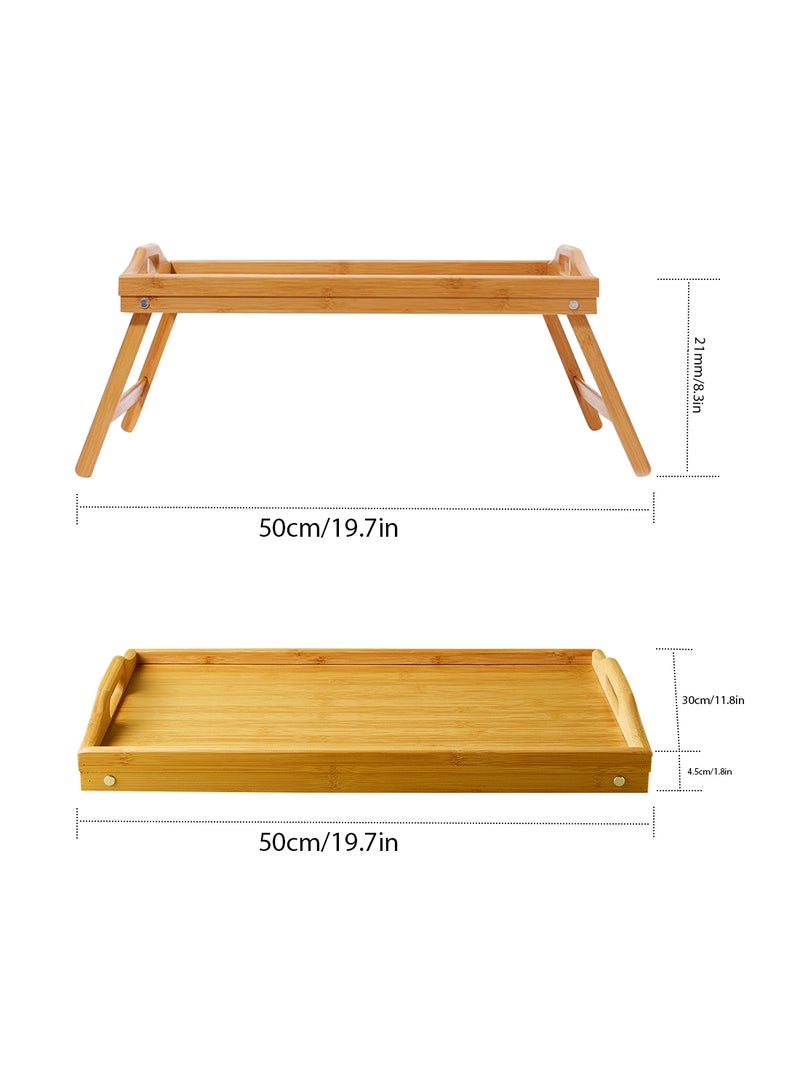 Foldable Bed Tray - Made Of Bamboo - Tray - Serving Trays - Bed Table - Brown 50x30x25cm